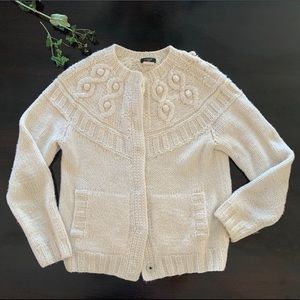 J. Crew White Alpaca / Wool cable knit sweater